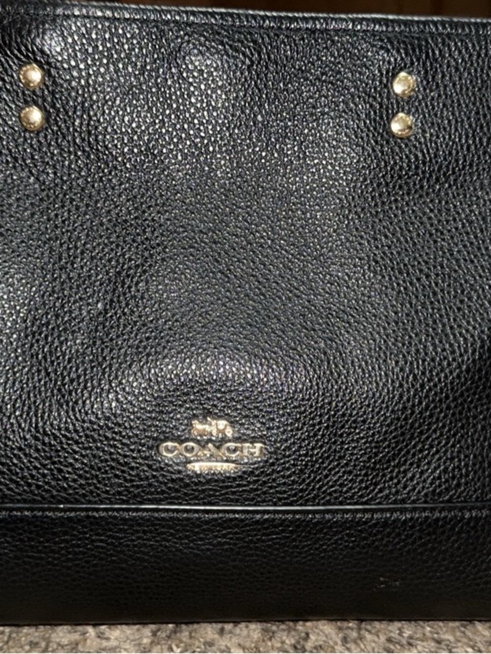Coach Black Pebbled Leather Shoulder Tote with Gold Hardware
